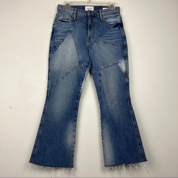 FRAME Sylvie Kick Boot Duncan Mixed Media Flared Jeans - Picture 3 of 8